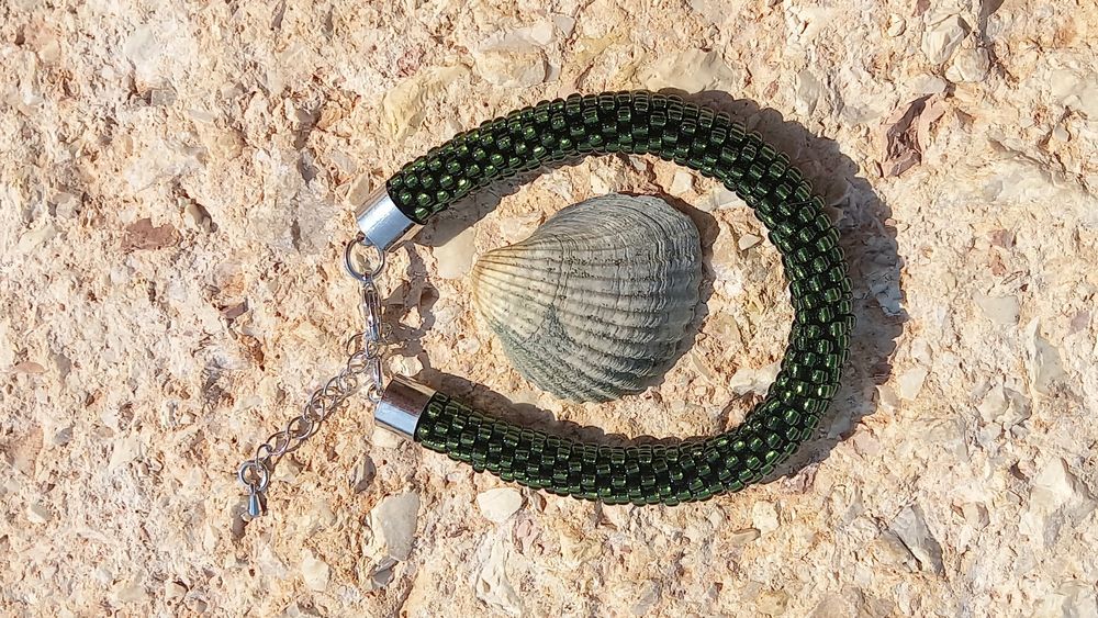 Ręcznie robiona bransoletka z koralików TOHO "Basic Dark Green"(mała)