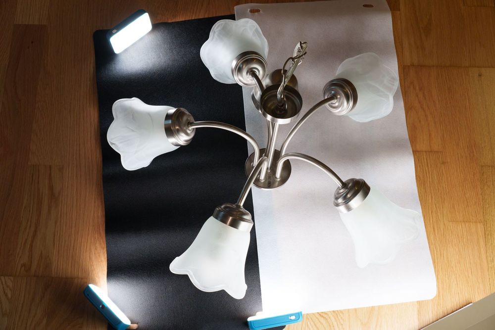 Candeeiro de tecto prateado 5 flores