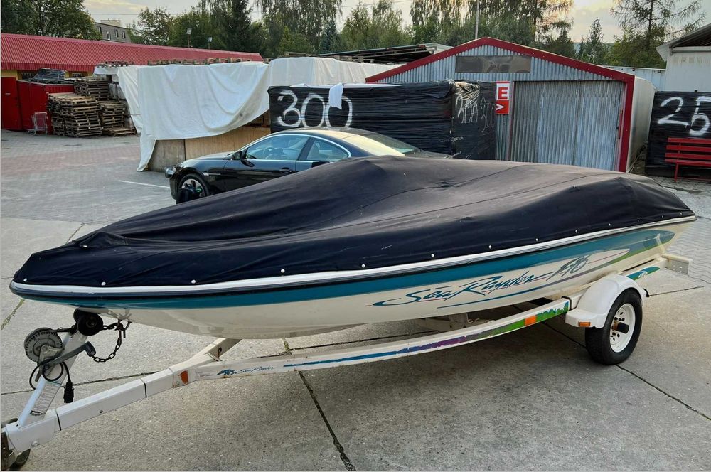 Łódź motorowa 5 os 120KM Zamiana ZAREJESTR. Motorówka Przyczepa Bimini