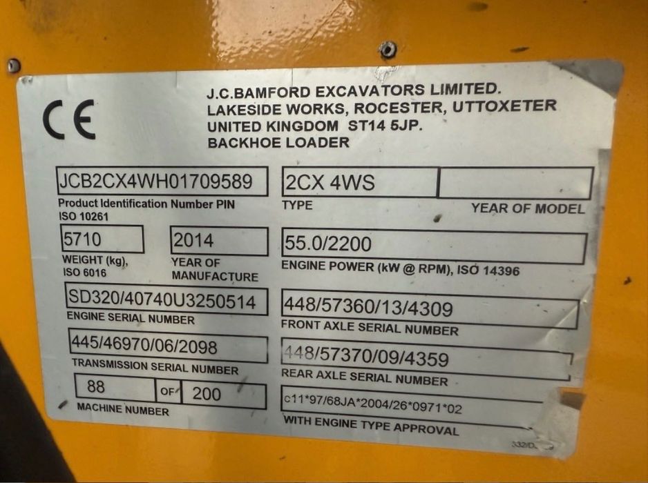 Koparko ładowarka JCB 2CX, 2014, 5.8t