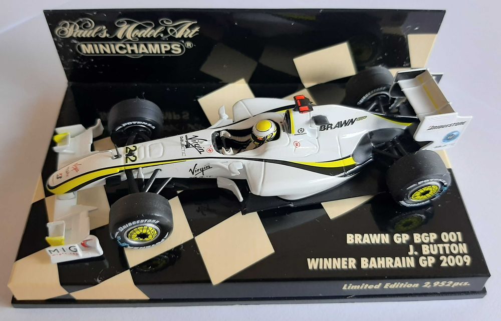 Jenson Button F1 Brawn BGP001 de Bahrain GP 2009 1:43 Minichamps