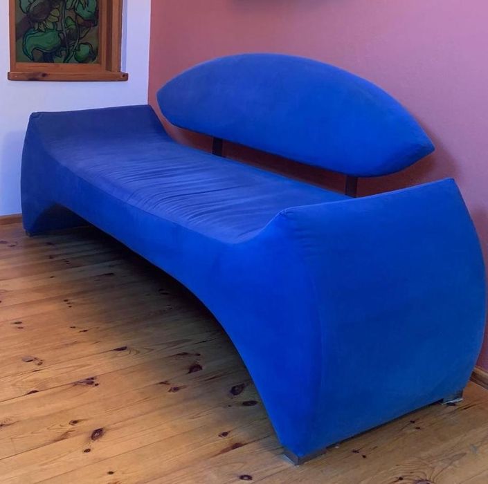 Unikatowe designerskie kanapy 2 szt. Alcantara chaber stal Loft