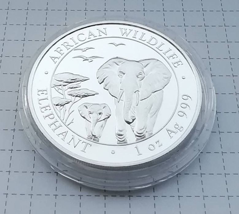 Сомалі 100 шилінгів 2015р. Слони. СРІБЛО. ПРУФ.