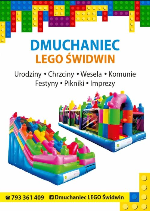Dmuchaniec zamki dmuchane zjeżdżalnia LEGO wynajem