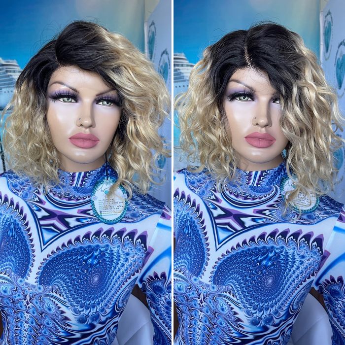 Натуральный парик имитация кожи славянский волнистый волос кудри блонд