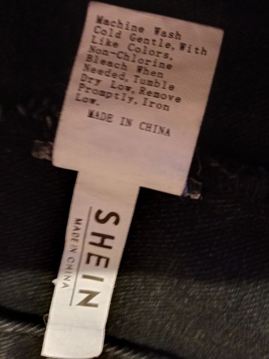 Katana kurtka jeansowa czarna oversize z przetarciami shein M