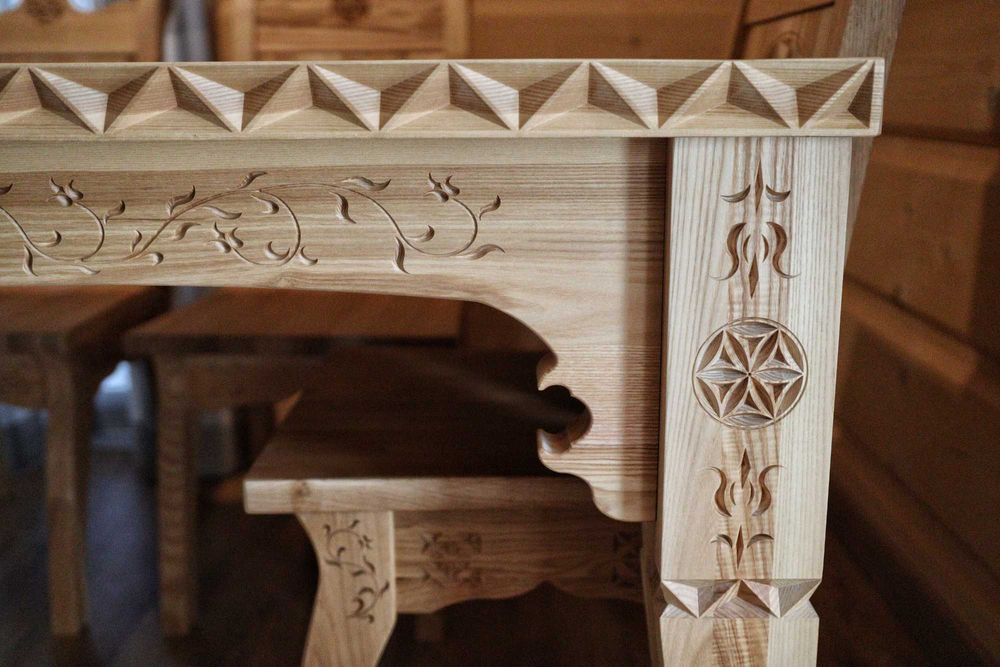 Stół góralski z litego drewna jesion dąb ręcznie wykonany na wymiar