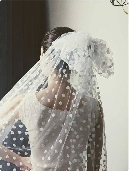 Welon ślubny w kropki grochy groszki polka dot | handmade in London