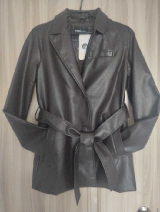 Жакет екошкіра , піджак в трендовому шоколадному кольорі