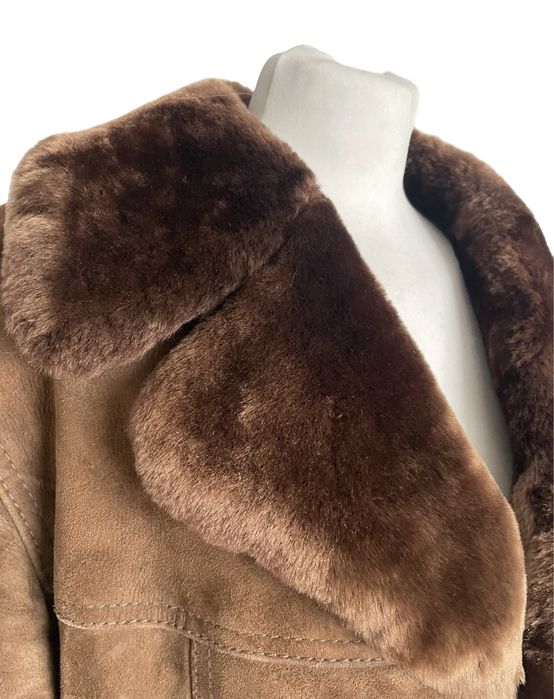 Płaszcz męski skora zamszowa owczy kołnierz C&A Canda XL Vintage PRL