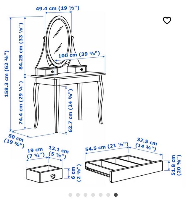 Toaletka biała IKEA Hemnes 100x50cm