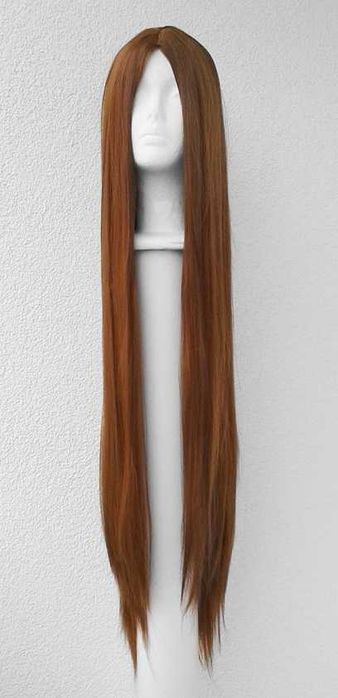 Brązowa długa 100cm prosta peruka z przedziałkiem cosplay brązowy wig