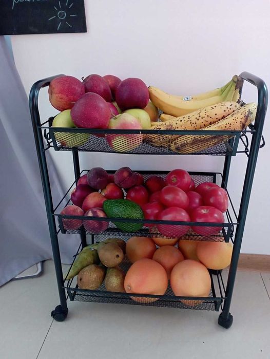 Wózek kuchenny 3-poziomowy czarny metalowy organizer