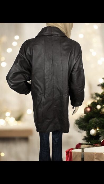 Czarna skórzana zimowa kurtka damska na zimę święta prezent XL