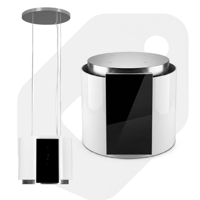 Okap wyspowy VDB ISLA GLASS WHITE 40cm 370m3/h LED 40cm Pilot 16AH41