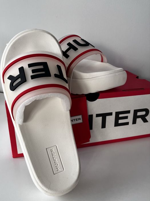 Klapki Hunter rozmiar 38 - białe, nowe z metka wkładka 25cm