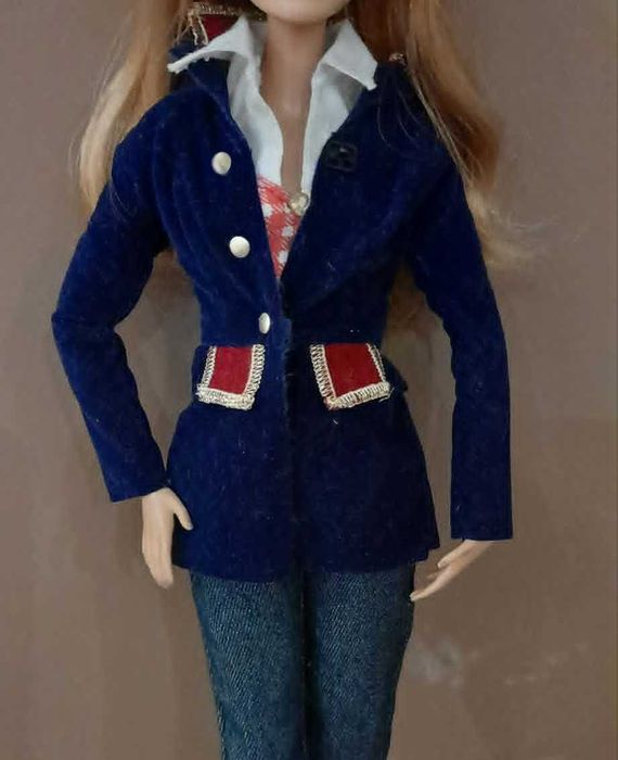Barbie Superstar Collector marynarka doll 80's Rewind Captain Pirates żakiet płaszcz welur granat Vintage