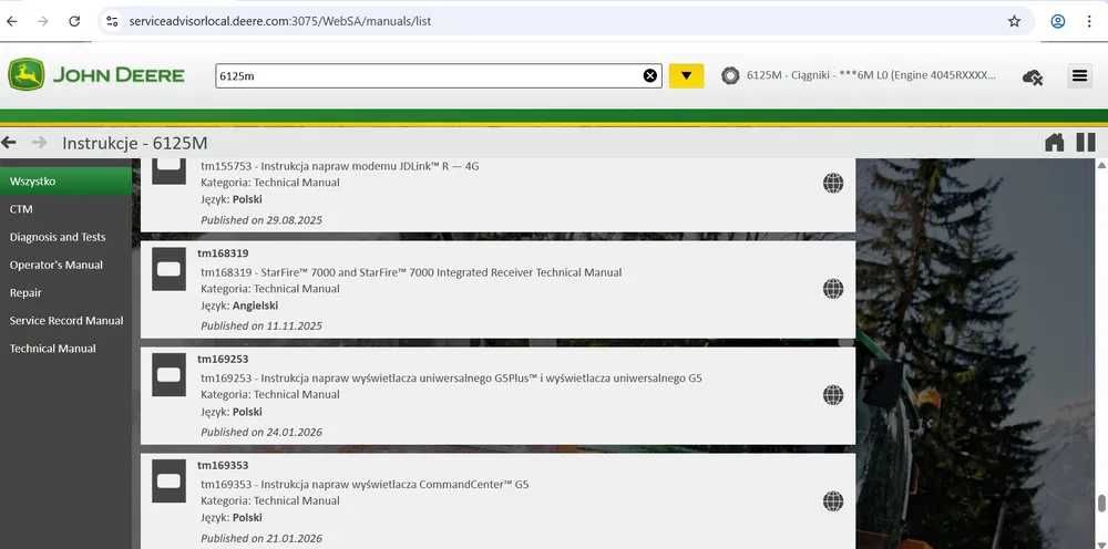 INTERFEJS DIAGNOSTYCZNY John Deere EDL V2 Serwisówka Maszyny Rolnicze i Maszyny Leśne PEŁNY ZESTAW DIAGNOSTYCZNY Kombajny Ciągniki Harvestery