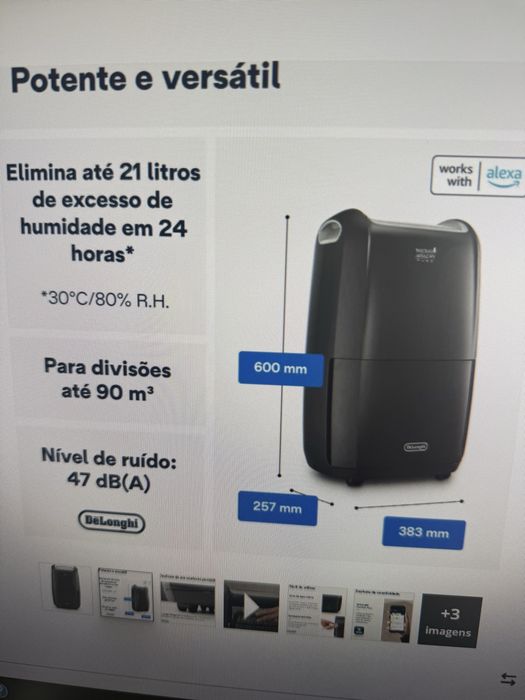 Desumidificador/ purificador ar DeLonghi