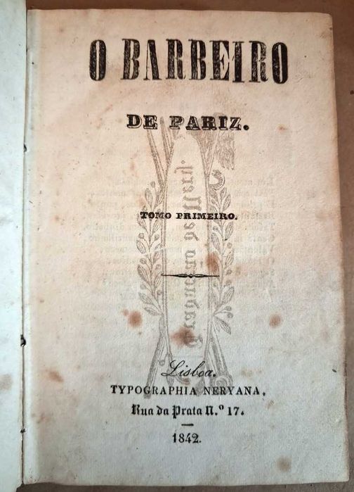 O barbeiro de Pariz – 2 volumes-Paul de Kock-Typographia Neryana