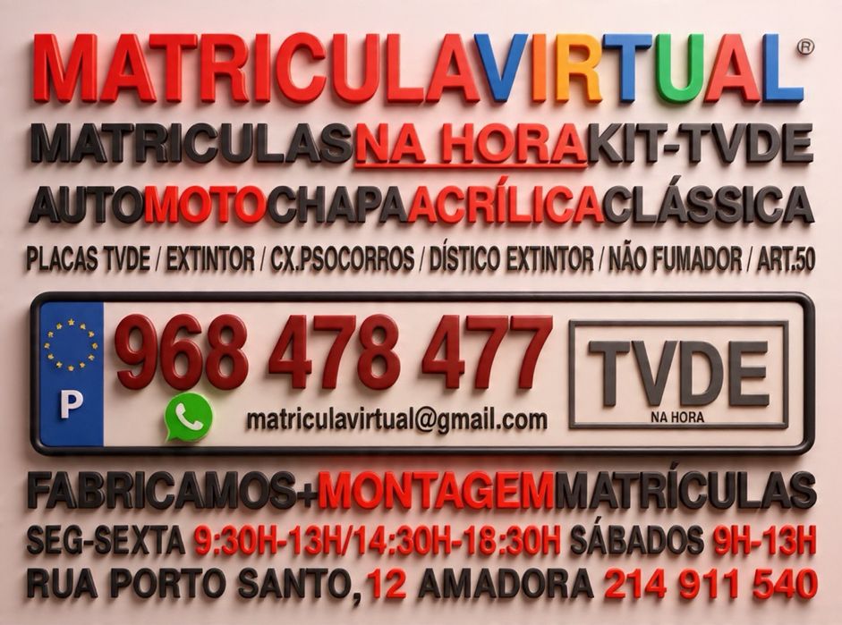Matriculas carro & mota & tvde