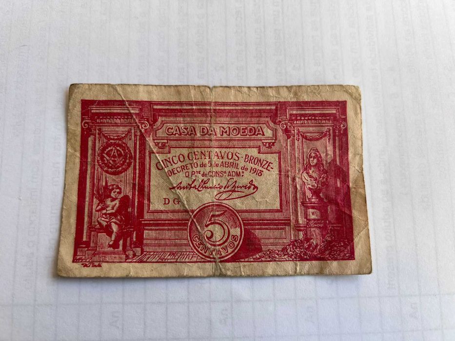 Nota 5 Centavos 1918 Casa da Moeda
