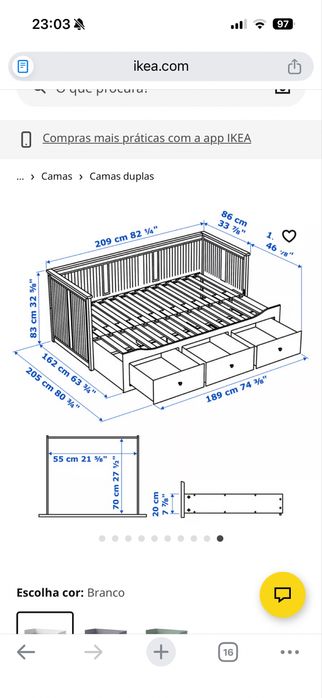 Cama individual/dupla com 3 gavetas