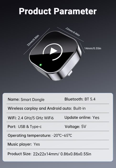 Бездротовий адаптер  Carplay Android auto карплей андроїд авто