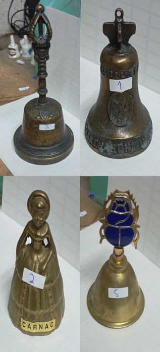 Coleção de Sinetas/sinos Raras em Bronze, Latão Maciço & Cristal Atlantis (27 Peças)
