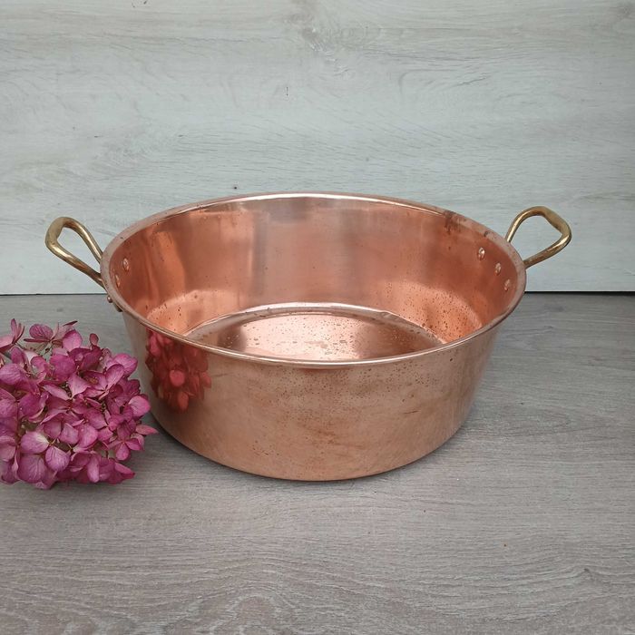 Duża miedziana misa garnek do powideł i konfitury poj. 12 litrów