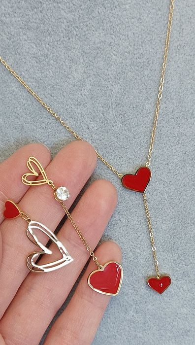 Złoty komplet Walentynkowy serca WYPRZEDAŻ!!!