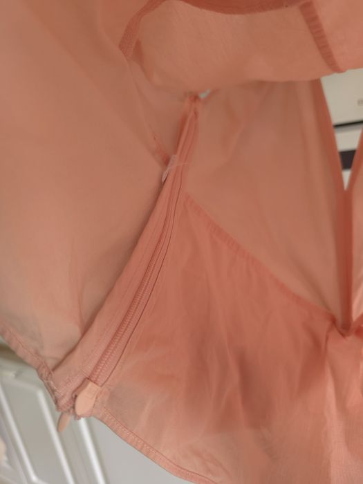 Bluzka bawełniana ZARA wiązana pudrowy róż elegancka