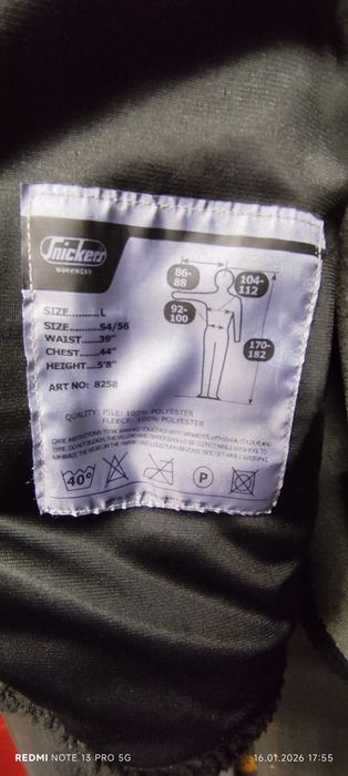 Kurtka polarowa Snickers 8258 w kolorze czarnym