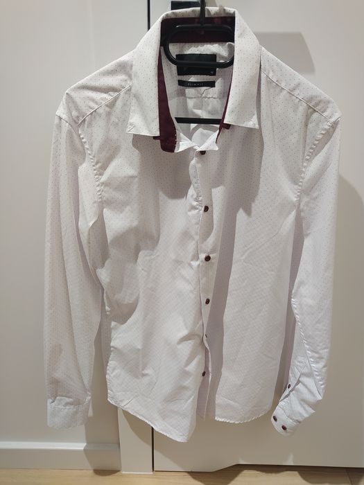 Koszula biało bordowa Reserved slim fit
