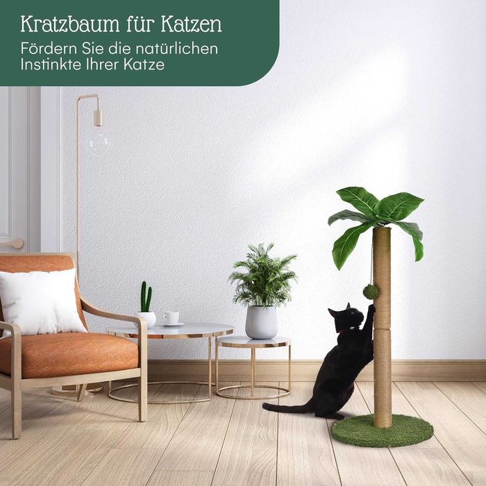 Stojący słupek wieża drapak dla kota palma z matą interaktywną zabawką