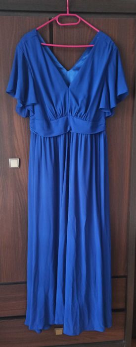 Piękna sukienka długa wesele forever 46 chabrowa