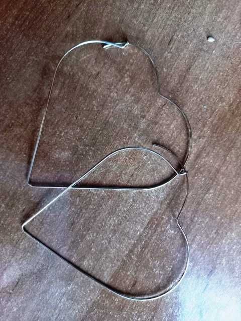 nowe kolczyki serca, serduszka pozłacane, 8 cm