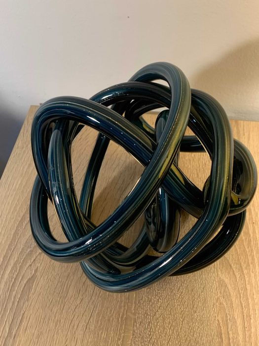 Designerska ozdoba szklana , dmuchane szkło, sręcony wąz, Stan BD,