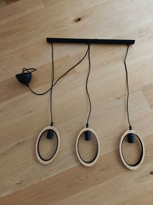 BASILDON Suspended Ceiling Lamp E27 3L WOOD + SUNNEBY