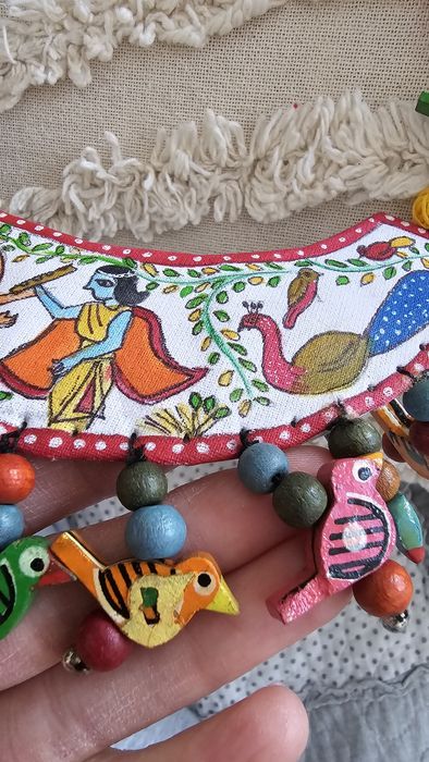Boho folk hippie piękny kolorowy naszyjnik ptaki