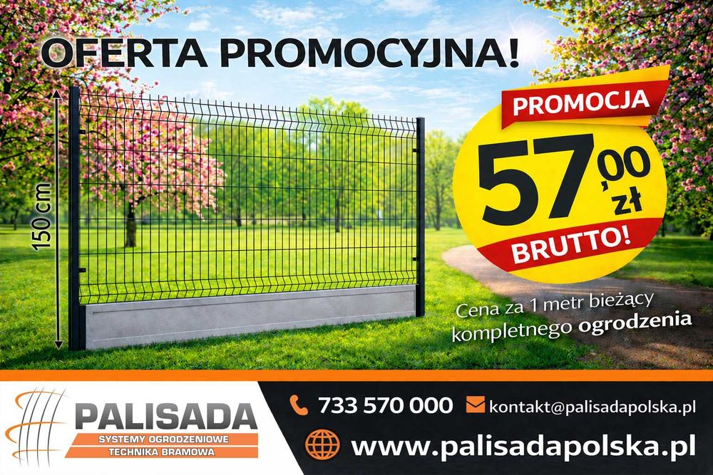 PROMOCJA! Ogrodzenia Panelowe 4 mm | Ogrodzenie z podmurówką 123 + 25
