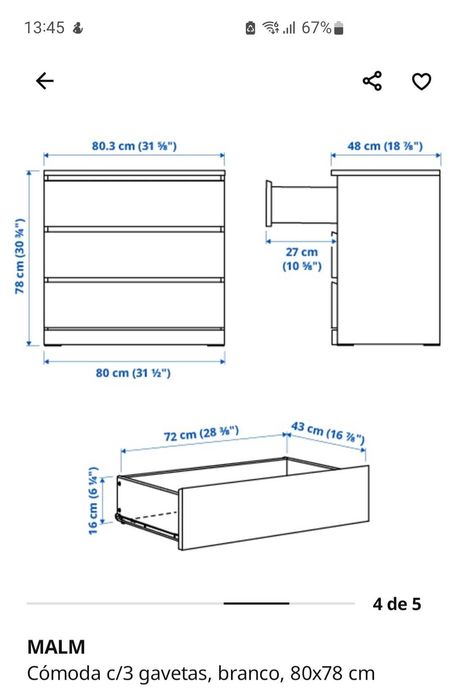 Comoda Malm Ikea como nova