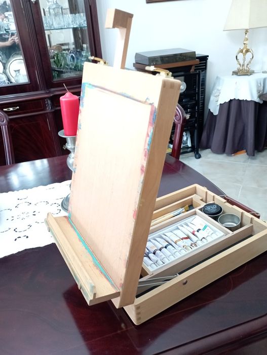 Mala cavalete pintura mesa