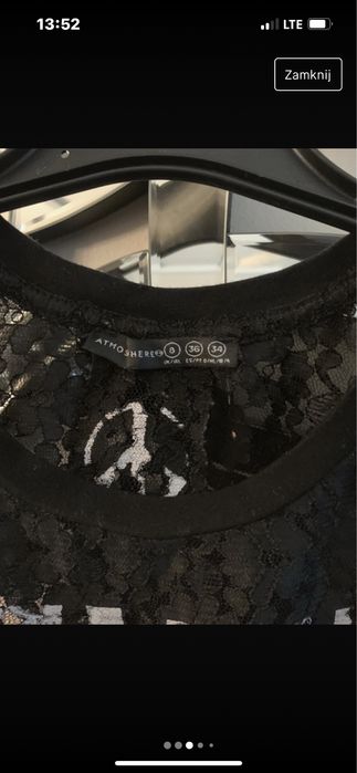 Atmosphere czarna koronkowa bluzka r. S