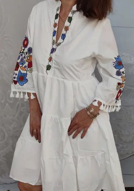 Вишита сукня, біла, S