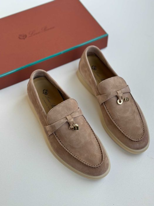 Бежевые замшевые лофери Лоро Пиана лоферы Loro Piana Summer Walk