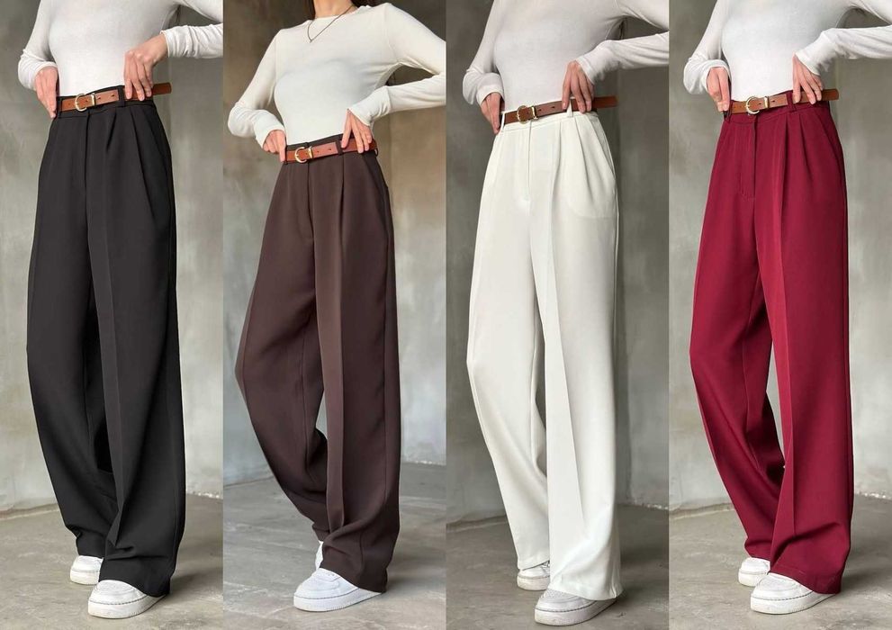 Жіночі класичні брюки палаццо прямі ділові штани