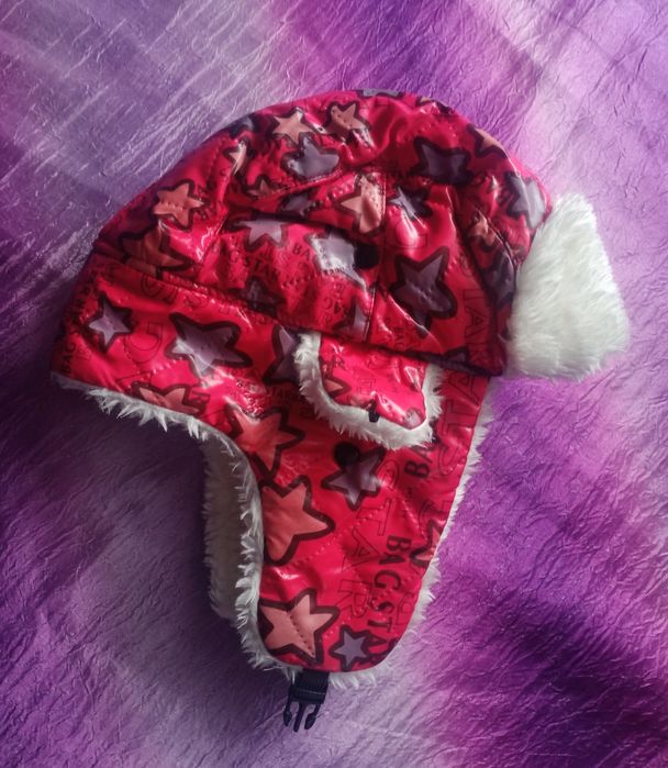 Nowa, ciepła czapka dziecięca uszatka w kolorowe gwiazdki,pilotka
