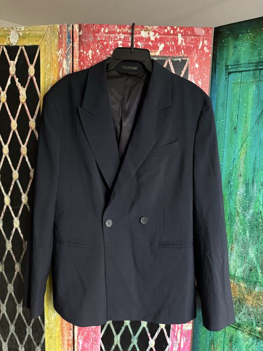 Elegancka marynarka garniturowa w prążki dwurzędowa relaxed fit Zara