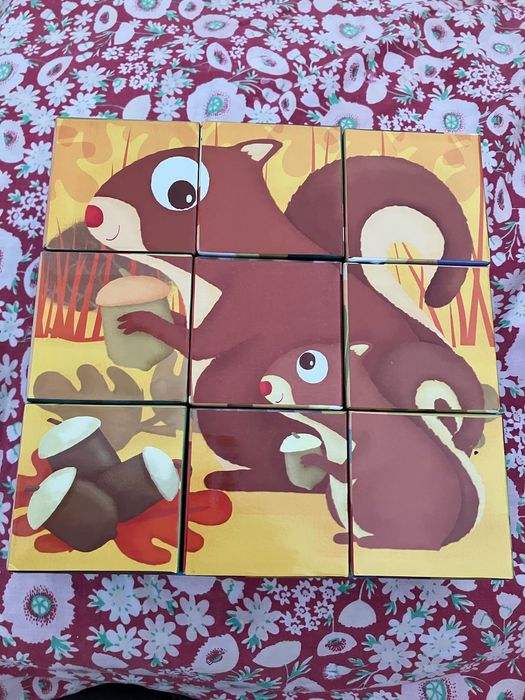 Puzzle infantil de 9 cubos famílias de animais